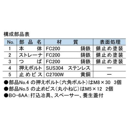 鋳鉄製たて型ルーフドレイン ＜BO-6A＞
