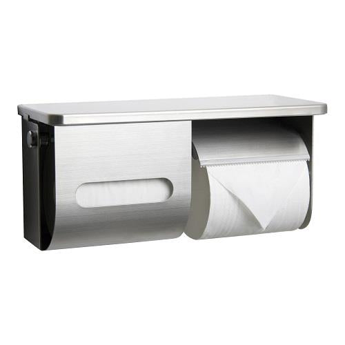ペーパー盗難防止鍵付棚付横2連ワンハンドペーパーホルダー ＜R3835＞