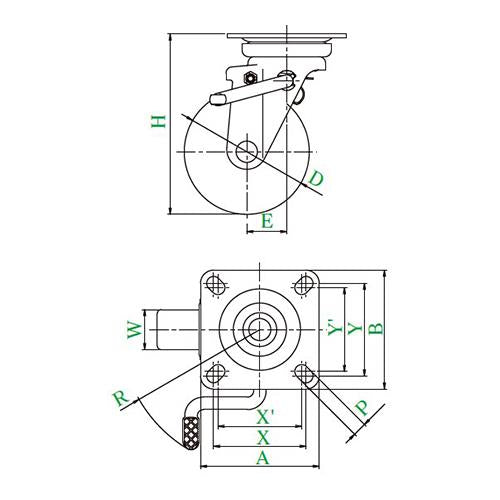 Jシリーズ JB型 自在車プレート式(ダブルストッパー付) ＜NRJB-(R)＞