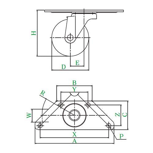 Sシリーズ SGC型 自在車プレート式 ＜SGC-UR,φ8.8＞