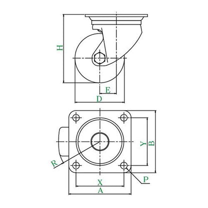 SUS-Hシリーズ SUS-HSG型 自在車プレート式 ＜SUS-HSG-MCE＞