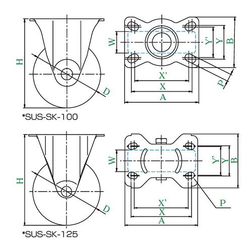 SUS-SJシリーズ SUS-SK型 固定車プレート式 ＜SUS-SK-100NB＞