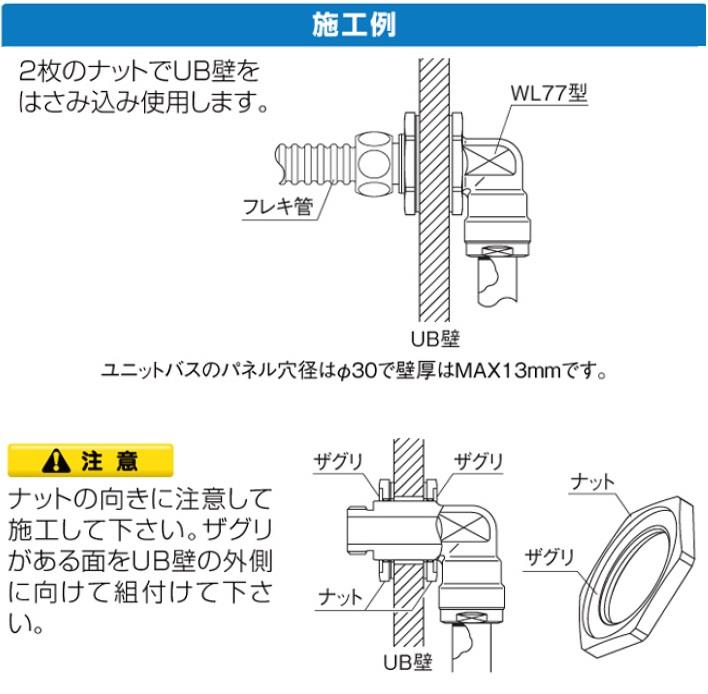 WL77型 UB壁貫通継手 平行おねじ ＜WL77-13-S＞