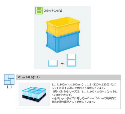 蓋無し折りたたみコンテナー ＜CB-S76NR-CY＞