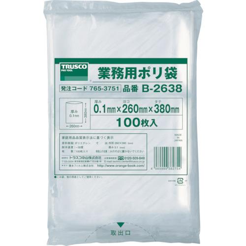 TRUSCO 厚手ポリ袋 縦380×横260×t0.1 透明 (100枚入)
