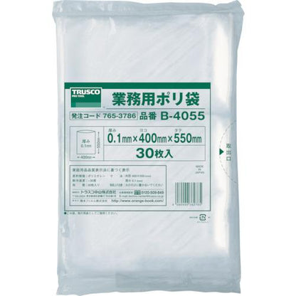 TRUSCO 厚手ポリ袋 縦550×横400×t0.1 透明 (30枚入)