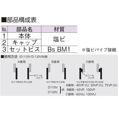 露出型ベントキャップ・塩ビ製(20メッシュ・アミ付)