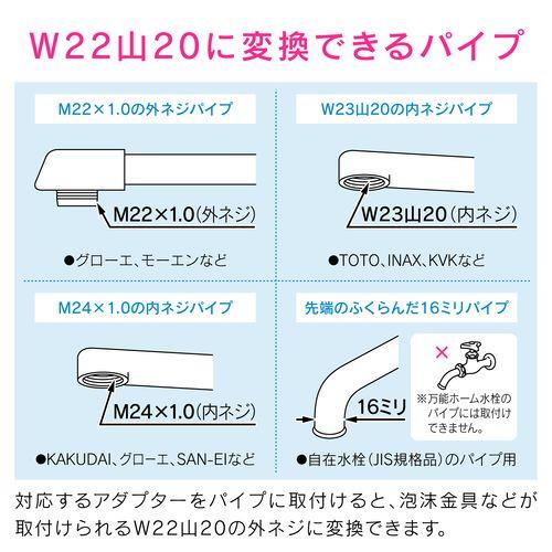 W22山20アダプターセット (パイプ 先端 ネジ 変換) GA-HK011