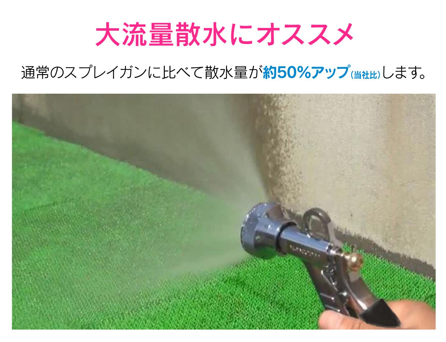 散水ノズル 大口径 (切替2種類 金属製 バンド付き スプレーガン) GA-QB006