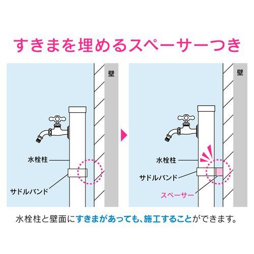 サドルバンド スペーサー付き ぐらつき防止 (すきまを埋める 20mm 立水栓用 70mm角 ネジ止め ミカゲ 壁固定) GA-RW008