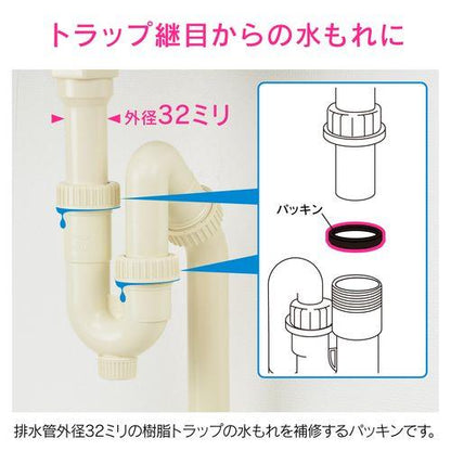 樹脂製トラップ用パッキン 排水管径32mm (交換 水もれ 洗面化粧台) GA-MG037