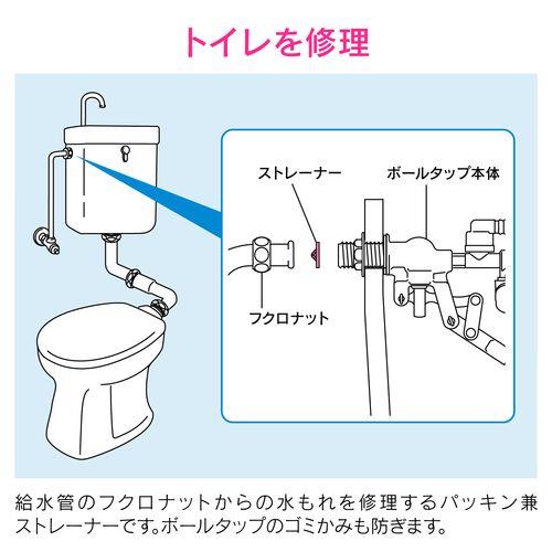 ボールタップ用フィルター ゴミかみ防止 (トイレロータンク 水もれ修理 パッキン外径19ミリ) GA-NE015