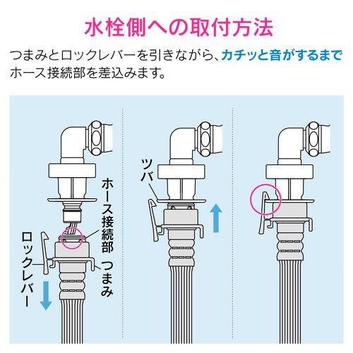 ホリダ―シモン 自動洗濯機用 給水ホース 0.8m ビス止め式ジョイントなし (省スペース ワンタッチ接続 抜け防止 取付簡単) GA-LC036
