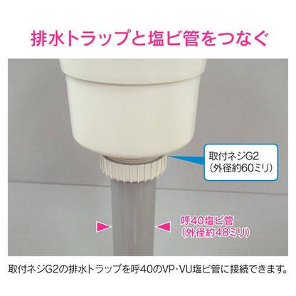 呼40塩ビフクロナット G2ネジ シンク排水 GA-PB105