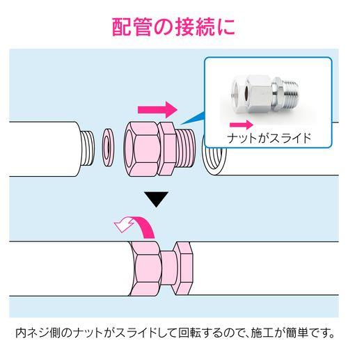 片ナットユニオン 水道配管継手 変換アダプター 原状回復 GA-JE013