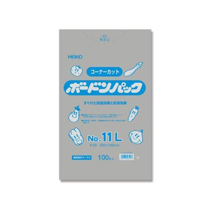 HEIKO ポリ袋 ボードンパック 穴なし 厚0.02mmコーナーカットタイプNo.11L 100枚