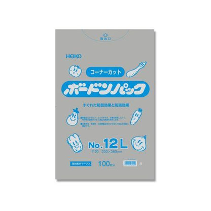 HEIKO ポリ袋 ボードンパック 穴なし 厚0.02mmコーナーカットタイプNo.12L 100枚