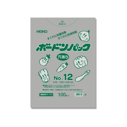 HEIKO ポリ袋 ボードンパック 穴ありタイプ 厚み0.025mm No.12 100枚