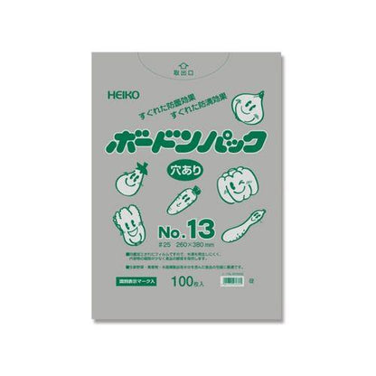 HEIKO ポリ袋 ボードンパック 穴ありタイプ 厚み0.025mm No.13 100枚
