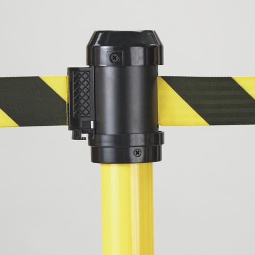 ベルトパーテーション RBB-1TR ベースカラー:黒 ポールカラー:黄黒 ベルトカラー:黄黒 高さ:980mm スチール製