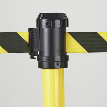 ベルトパーテーション RBB-1TR ベースカラー:黒 ポールカラー:黄黒 ベルトカラー:黄黒 高さ:980mm スチール製