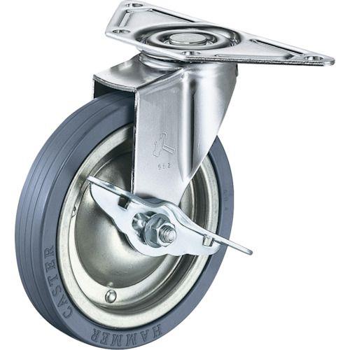 ハンマー Eシリーズコーナー 旋回式ゴム車輪(スチールホイール)125mm ストッパー付