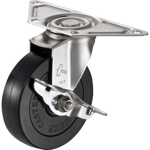 ハンマー Eオールステンレスコーナー 旋回式ゴム車輪 85mm ストッパー付