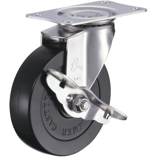 ハンマー Eシリーズオールステンレス 旋回式ゴム車輪 85mm ストッパー付