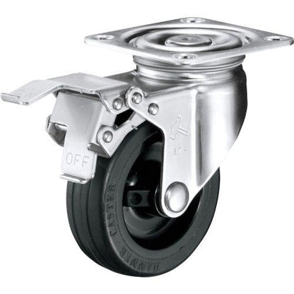 ハンマー Sシリーズオールステンレス 旋回式ゴム車輪(ローラーベアリング)125mm ストッパー付