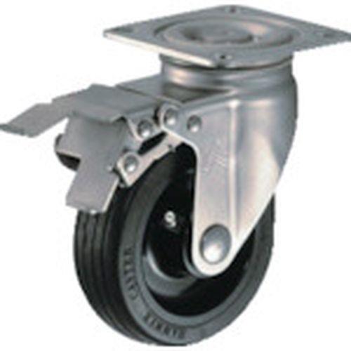 ハンマー Sシリーズオールステンレス 旋回式ゴム車輪(ナイロンホイール)125mm ストッパー付