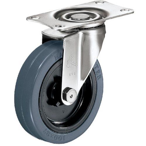 ハンマー Eシリーズオールステンレス 旋回式ゴム車輪(ナイロンホイール)100mm