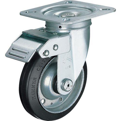 ハンマー スイッチキャスター ゴム車輪(ローラーベアリング)125mm