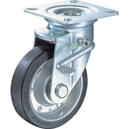 ハンマー 旋回式ゴム車輪(ラジアルボールベアリング)150mm トータルロック付
