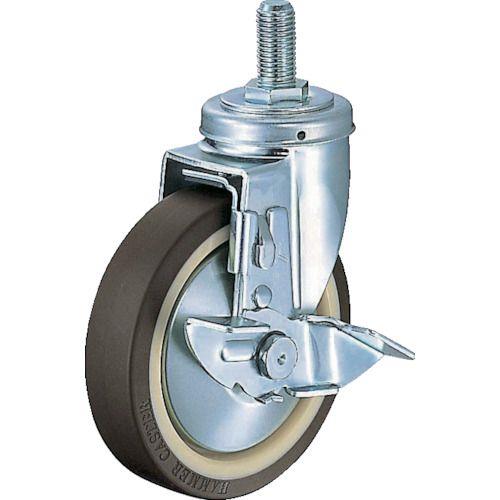ハンマー ねじ込み式 旋回式ウレタン車輪(ラジアルボールベアリング)100mm ストッパー付