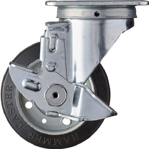 ハンマー 旋回式ゴム車輪 100mm ストッパー付