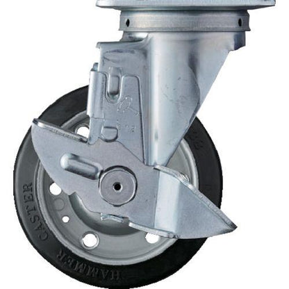 ハンマー 旋回式ゴム車輪 125mm ストッパー付