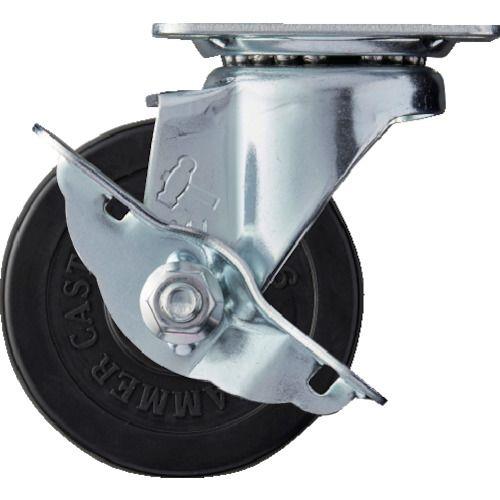 ハンマー 旋回式ゴム車輪 75mm ストッパー付