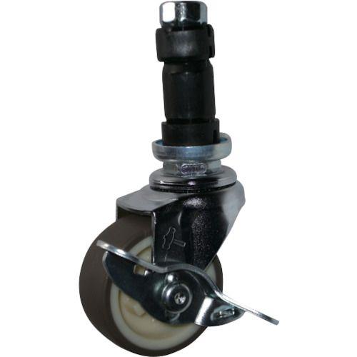 ハンマー パイプ差込み旋回式ウレタン車輪(ナイロンホイル)40mm φ25用 ストッパー付