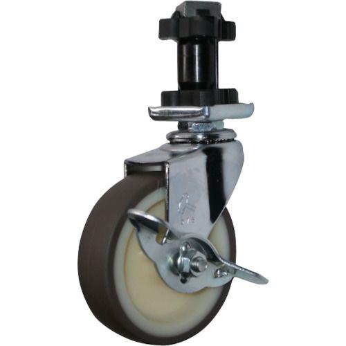 ハンマー パイプ差込み旋回式ウレタン車輪(ナイロンホイール)75mm 角25用 ストッパー付