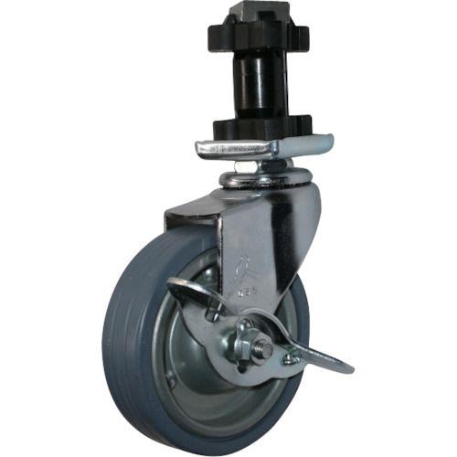 ハンマー パイプ差込み旋回式ゴム車輪(スチールホイール)75mm 角32用 ストッパー付