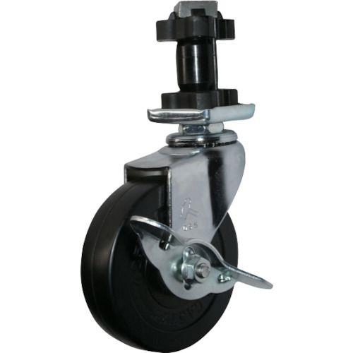 ハンマー パイプ差込み旋回式ゴム車輪 75mm 角32用 ストッパー付