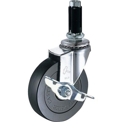 ハンマー パイプ差込み旋回式ゴム車輪 100mm φ21～23用 SP付