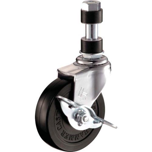 ハンマー パイプ差込み旋回式ゴム車輪 75mm φ22用 ストッパー付