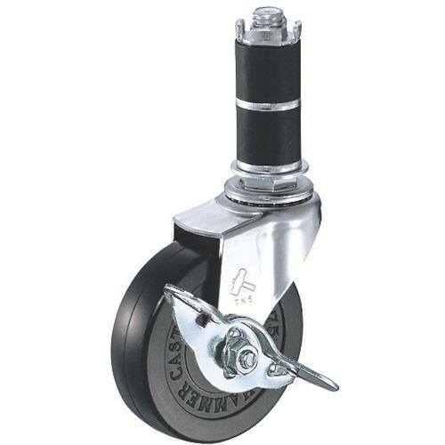 ハンマー パイプ差込み旋回式ゴム車輪 75mm φ24用 ストッパー付