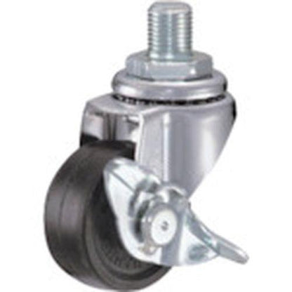 ハンマー ねじ込み旋回式ゴム車輪 40mm W3/8 ストッパー付