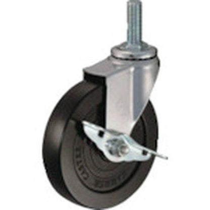 ハンマー ねじ込み旋回式ゴム車輪 125mm ストッパー付