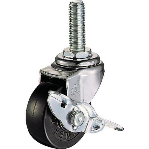 ハンマー ねじ込み旋回式ゴム車輪 50mm ストッパー付