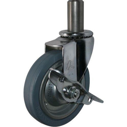 ハンマー 差込み旋回式ゴム車輪(スチールホイール)125mm ストッパー付