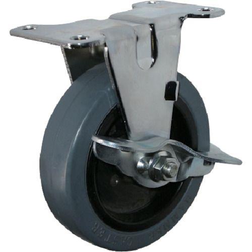 ハンマー Eシリーズ固定式ゴム車輪(ナイロンホイール)100mm ストッパー付