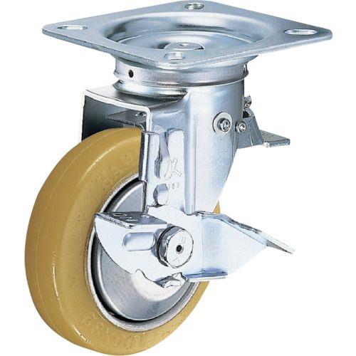 ハンマー スイッチキャスター ウレタン車輪(ローラーベアリング)125mm ストッパー付